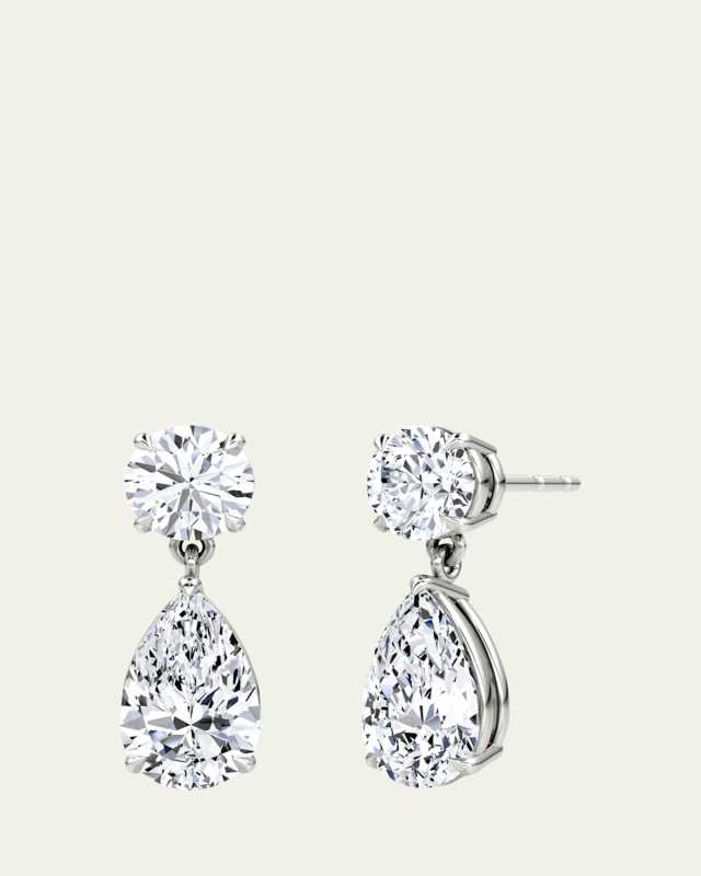 14K White Gold Duo Lab Grown Diamond Pear Drop Earrings, 3.00tcw